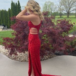 Beautiful sequin red prom dress! Ashley Lauren